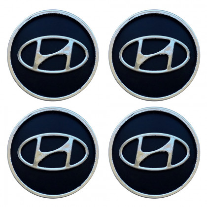 Ковпачки (заглушки) на диски Hyundai, 60/55mm, чорний, 4шт