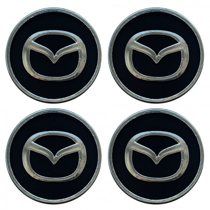 Ковпачки (заглушки) на диски Mazda, 60/55mm, чорний, 4шт