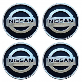 Ковпачки (заглушки) на диски Nissan, 60/55mm, чорний, 4шт