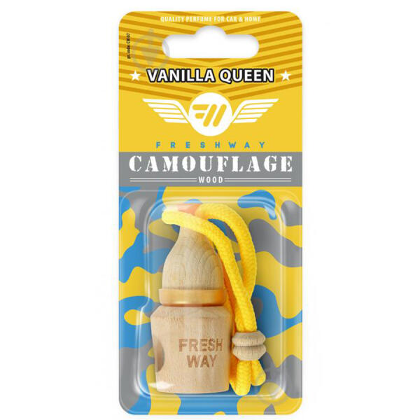 Ароматизатор для авто пробка "Camouflage Wood" Vanilla Queen (Королева ванілі) 5мл FreshWay