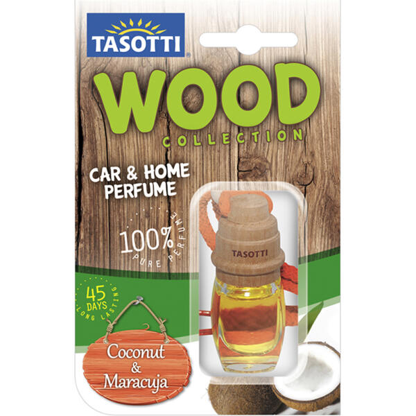 Ароматизатор для авто пробка "Wood" Coconut and Maracuja (Кокос та маракуйя) 7мл Tasotti