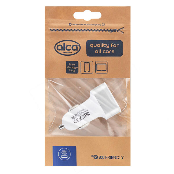 Зарядне в прикурювач 3USB 12/24В Alca білий, 510520