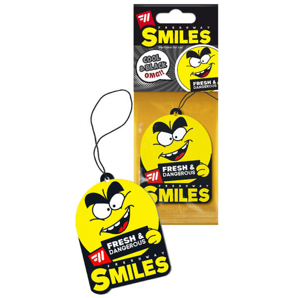 Ароматизатор для авто листочок "Smiles Dry" Cool and Black (Чорний лід) FreshWay