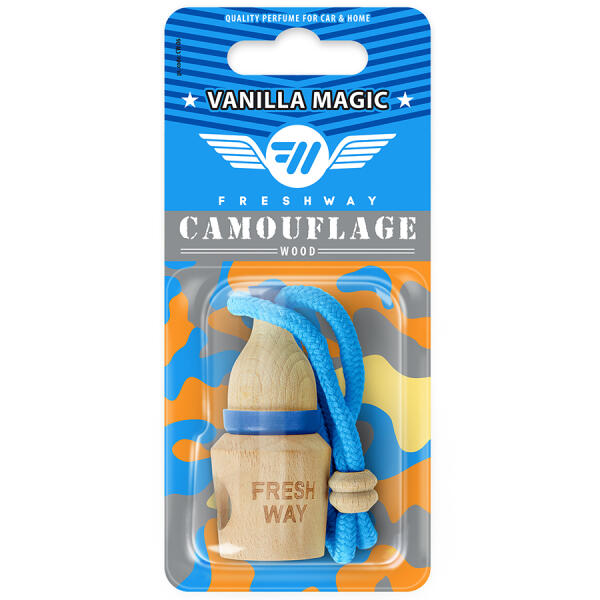 Ароматизатор для авто пробка "Camouflage Wood" Vanilla Magic (Ванільна магія) 5мл FreshWay