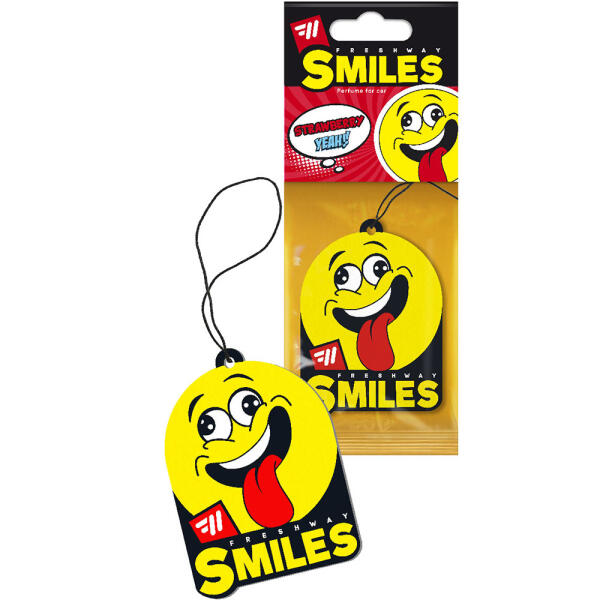 Ароматизатор для авто листочок "Smiles Dry" Strawberry (Полуниця) FreshWay