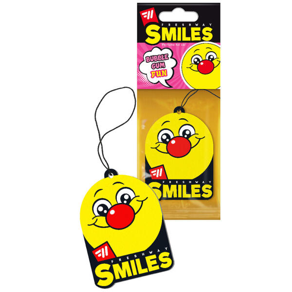 Ароматизатор для авто листочок "Smiles Dry" Bubble Gum (Жувальна гумка) FreshWay