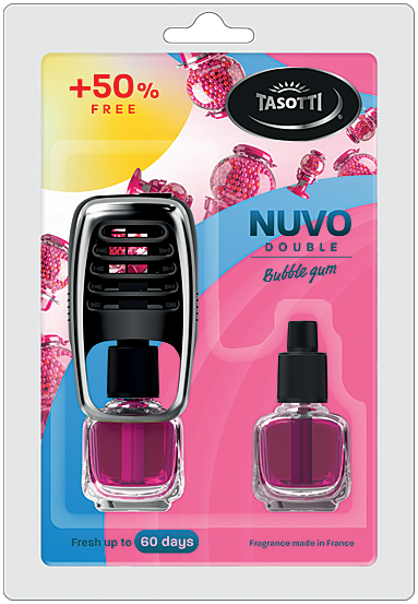 Ароматизатор для авто на обдув "Nuvo" Bubble Gum (Жувальна гумка) з запаскою 8+8мл Tasotti