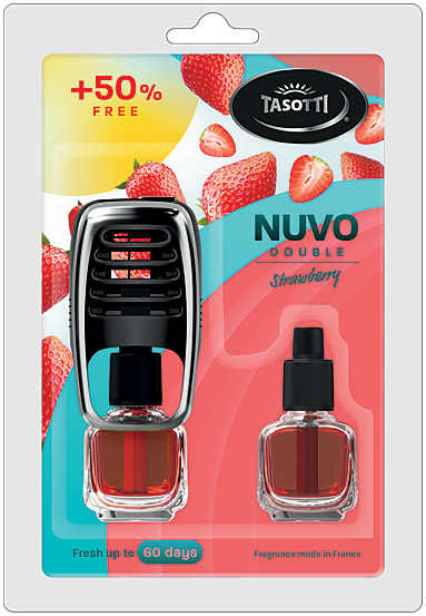Ароматизатор для авто на обдув "Nuvo" Strawberry (Полуниця) з запаскою 8+8мл Tasotti