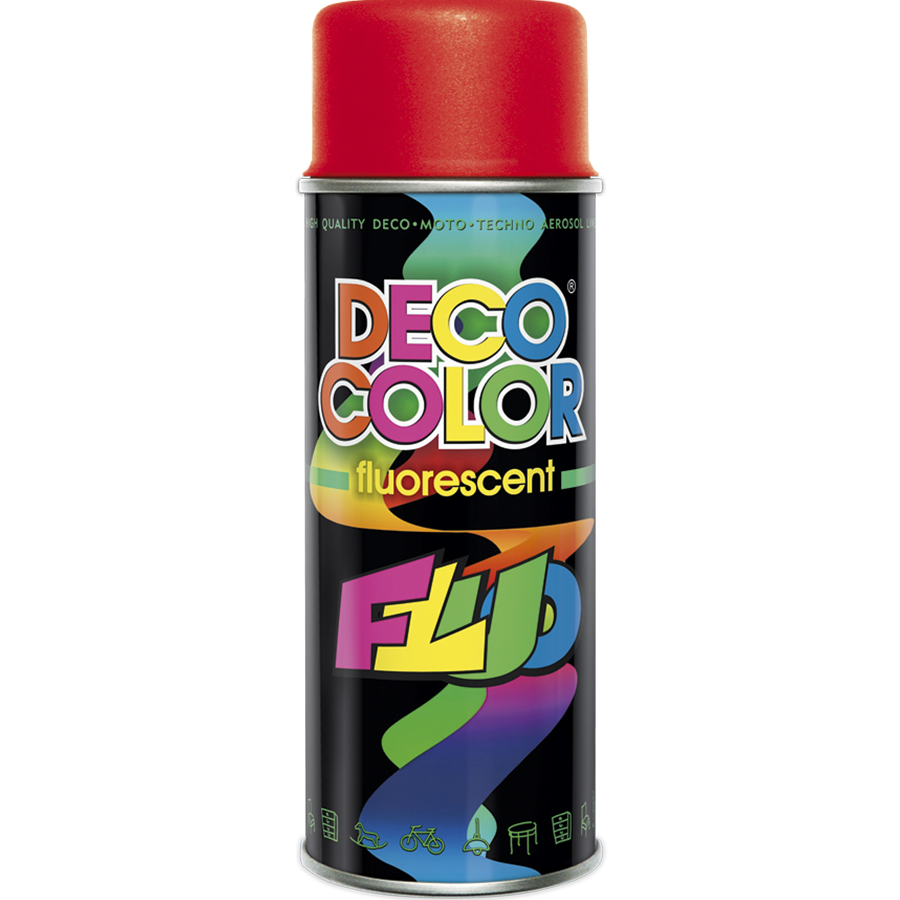 Deco Сolor  Фарба аерозольна Deco color флуоресцентна 400 мл Червоний - РОЗПРОДАЖ