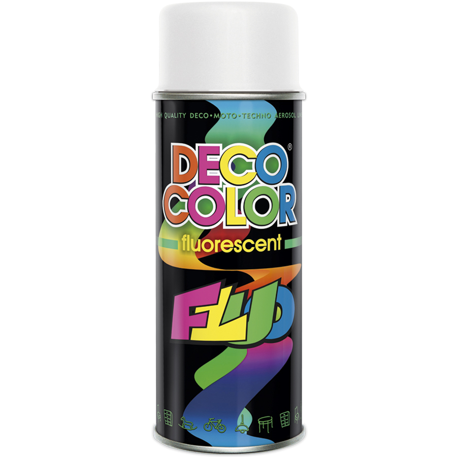 Deco Сolor  Фарба аерозольна Deco color флуоресцентна 400 мл Білий - РОЗПРОДАЖ