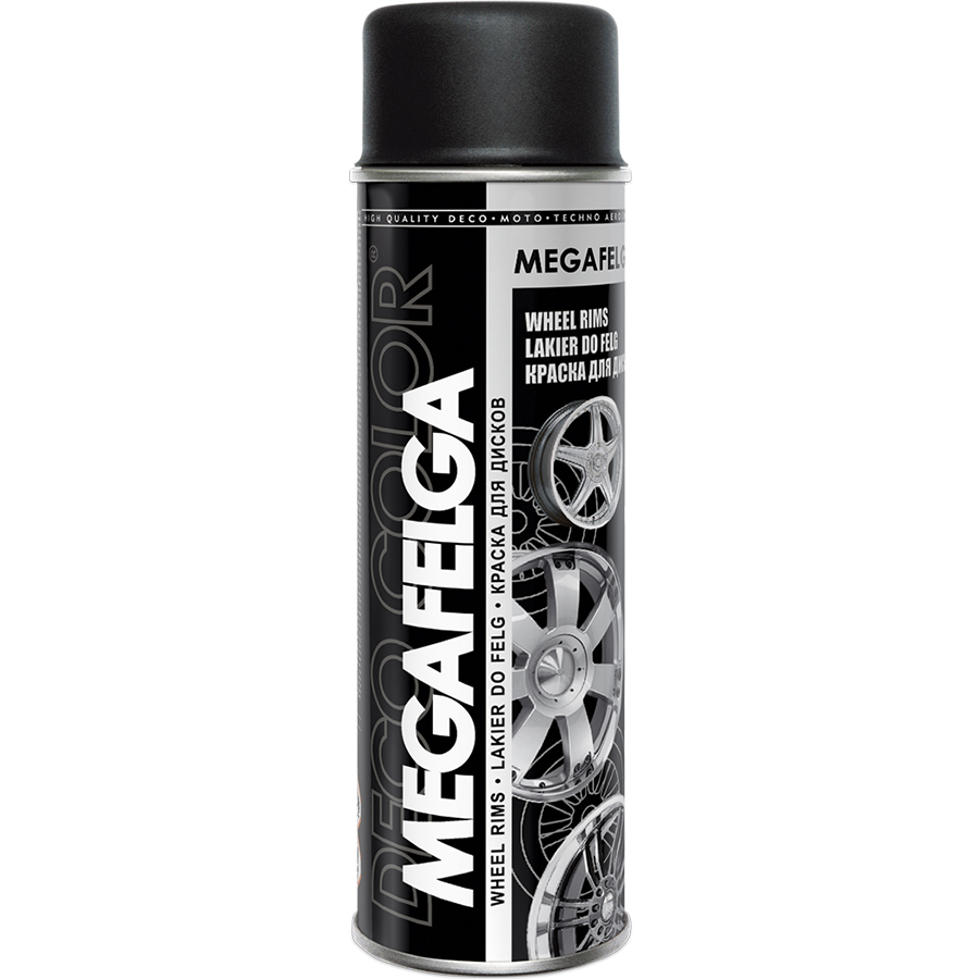 Deco Сolor  Фарба аерозольна для дисків Deco color акрилова Megafelga 500 мл чорний сатин (мат)
