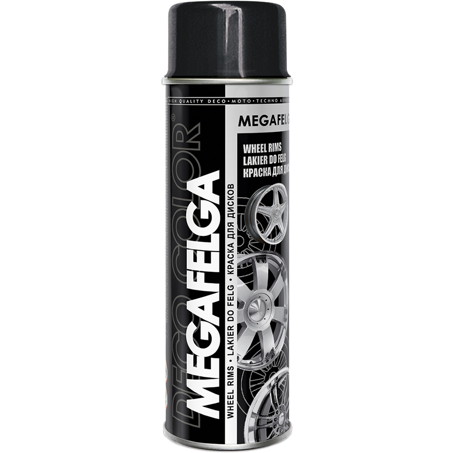 Deco Сolor  Фарба аерозольна для дисків Deco color акрилова Megafelga 500 мл чорний блиск