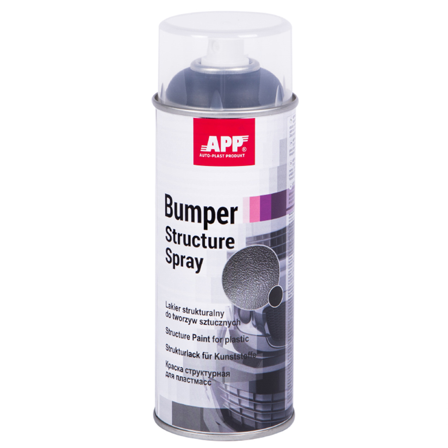 APP  Фарба аерозольна АPP Structure Paint Spray, лак структурний для пластику 400ml, чорний