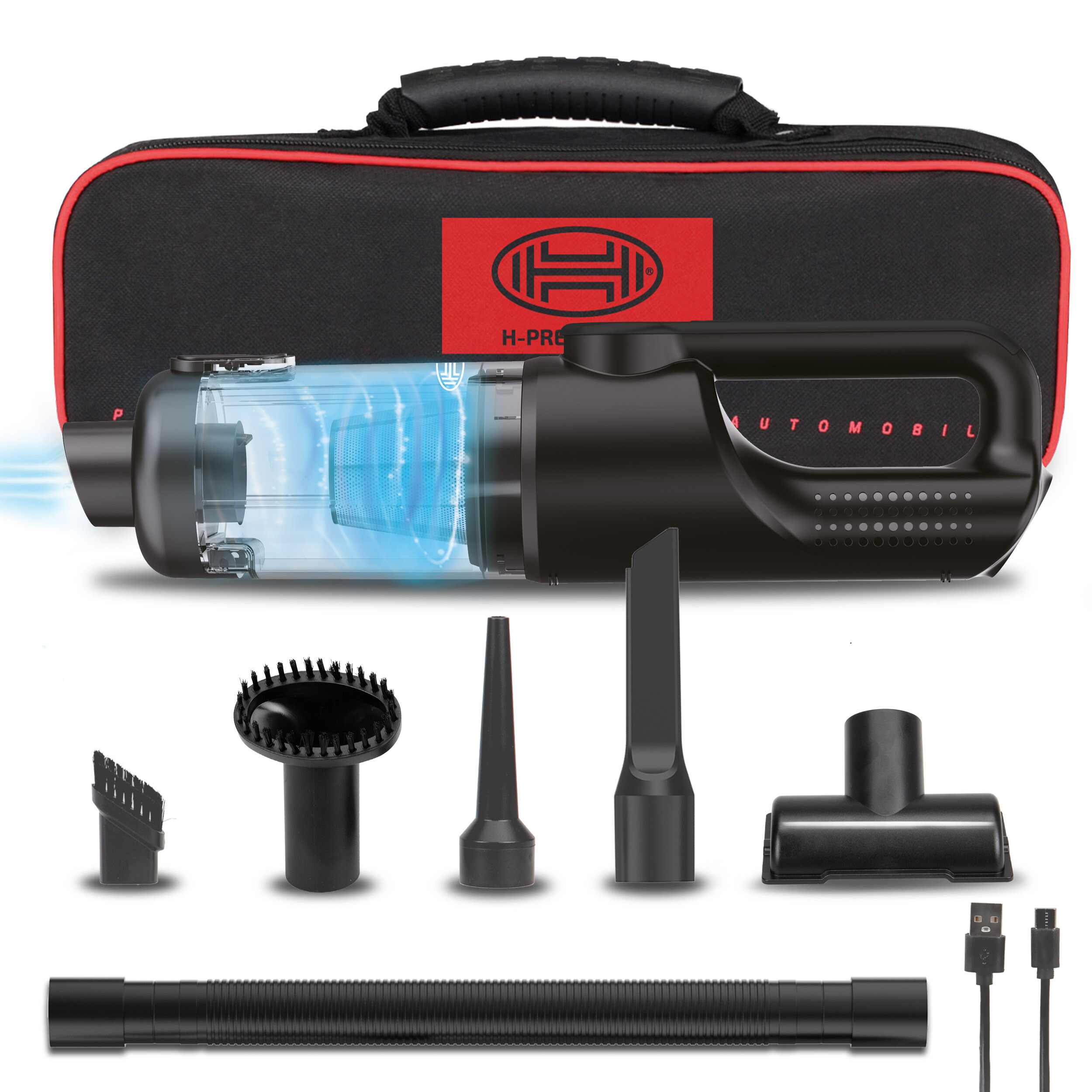Пилосос автомобільний  "VacuBooster Pro" 120W 16000Pa 2in1, акумуляторний бездротовий / Heyner