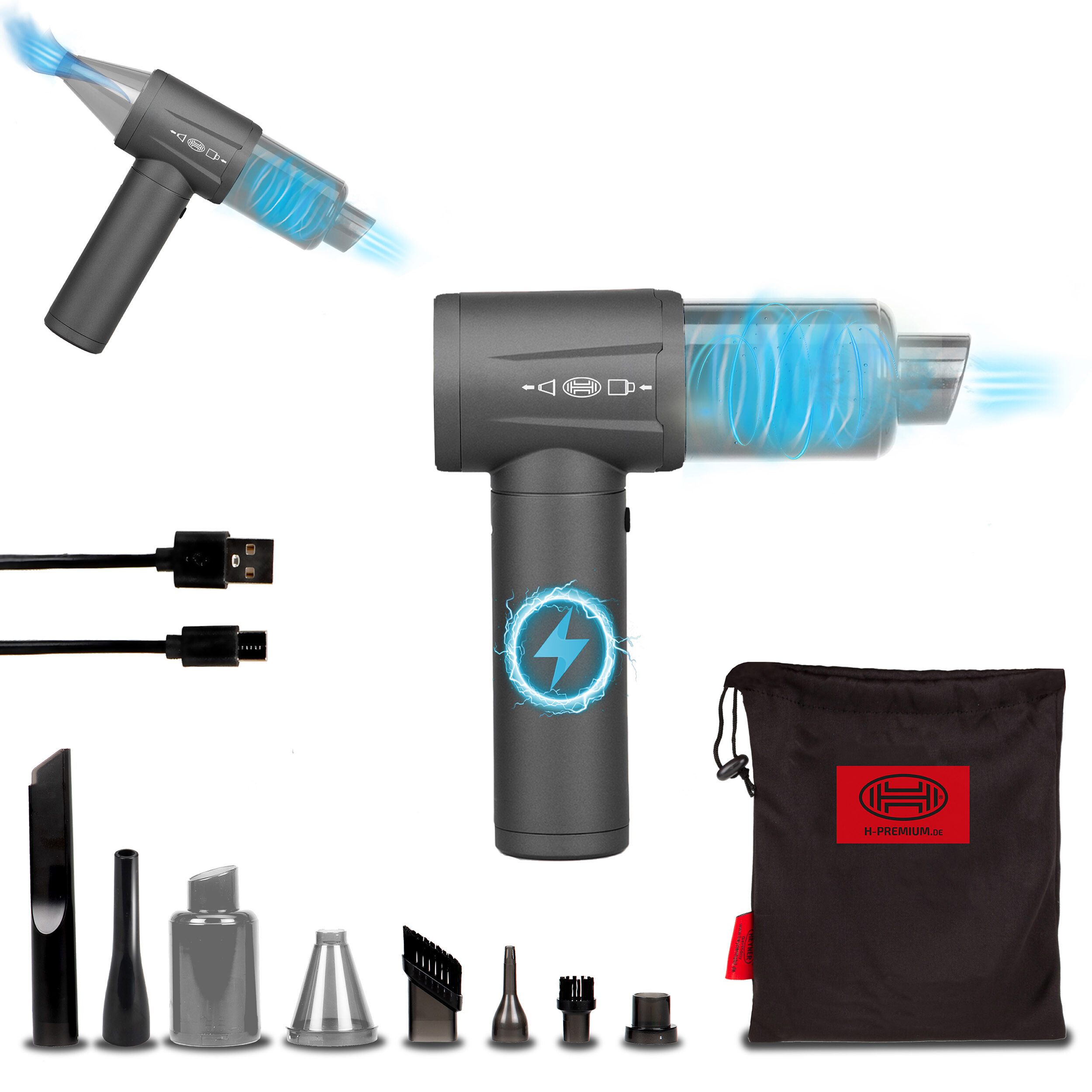 Пилосос автомобільний  "VacuDuster Pro" 90W 6000Pa 2in1, акумуляторний бездротовий / Heyner