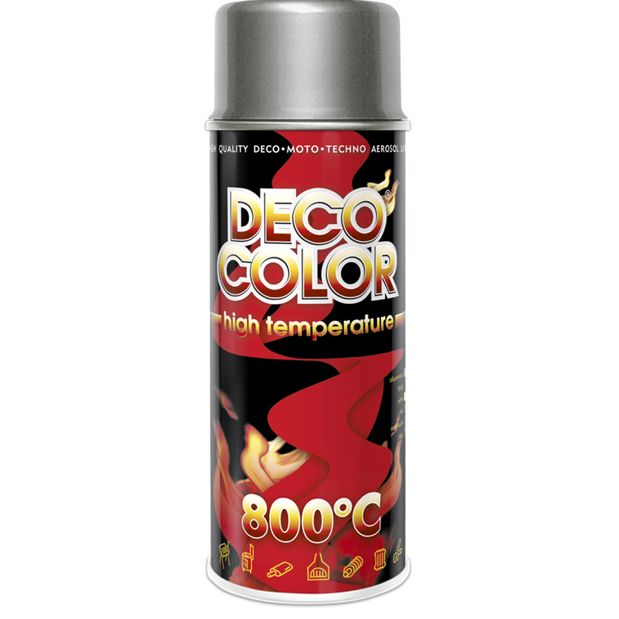 Deco Сolor  Фарба аерозольна Deco color термостійка 800*C 400 мл Сріблястий