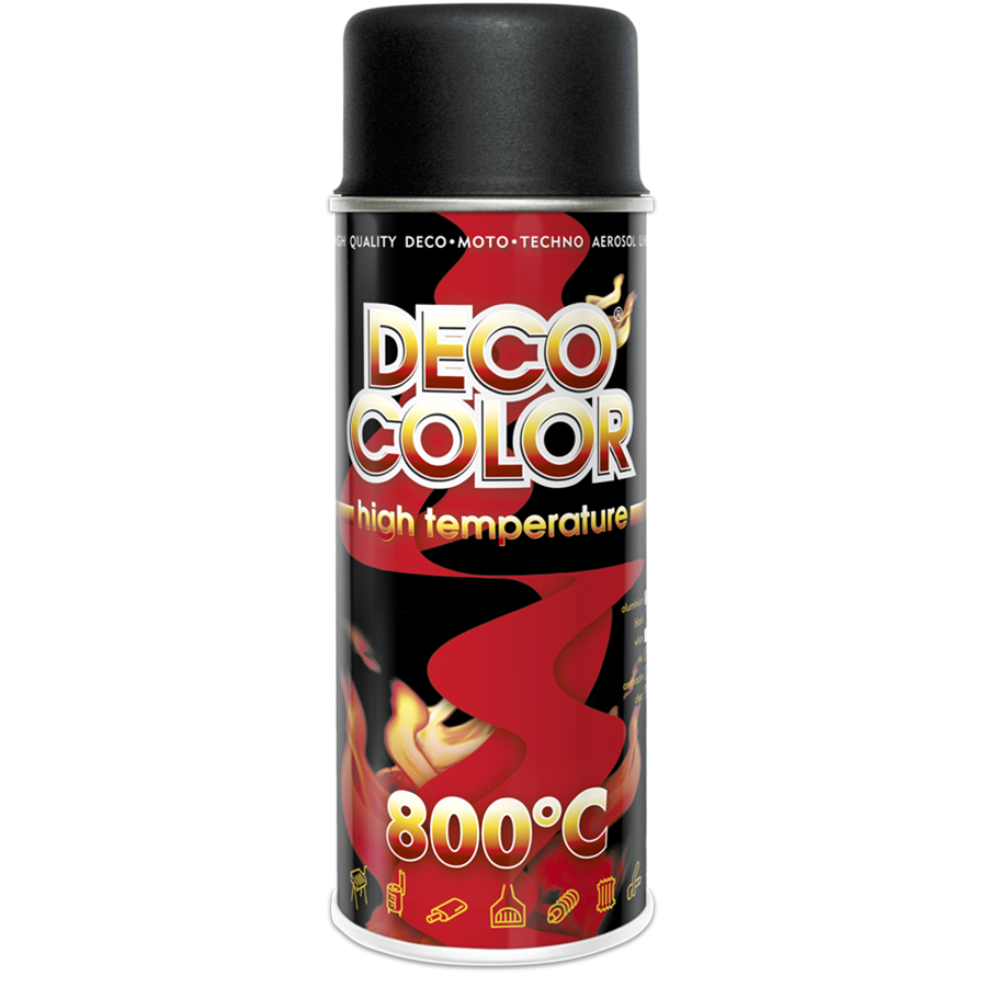 Deco Сolor  Фарба аерозольна Deco color термостійка 300*C 400 мл Чорний