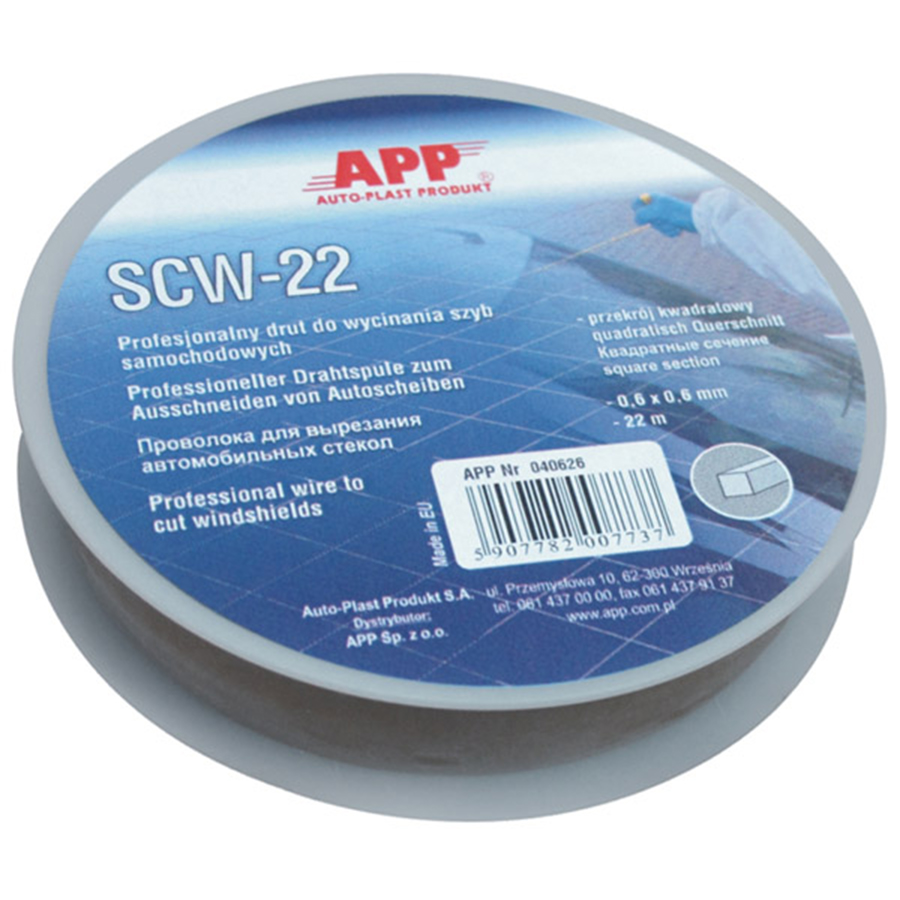 APP  Струна і тримач струни для вирізки скла APP SCW  22m, квадратна 0,6х0,6mm