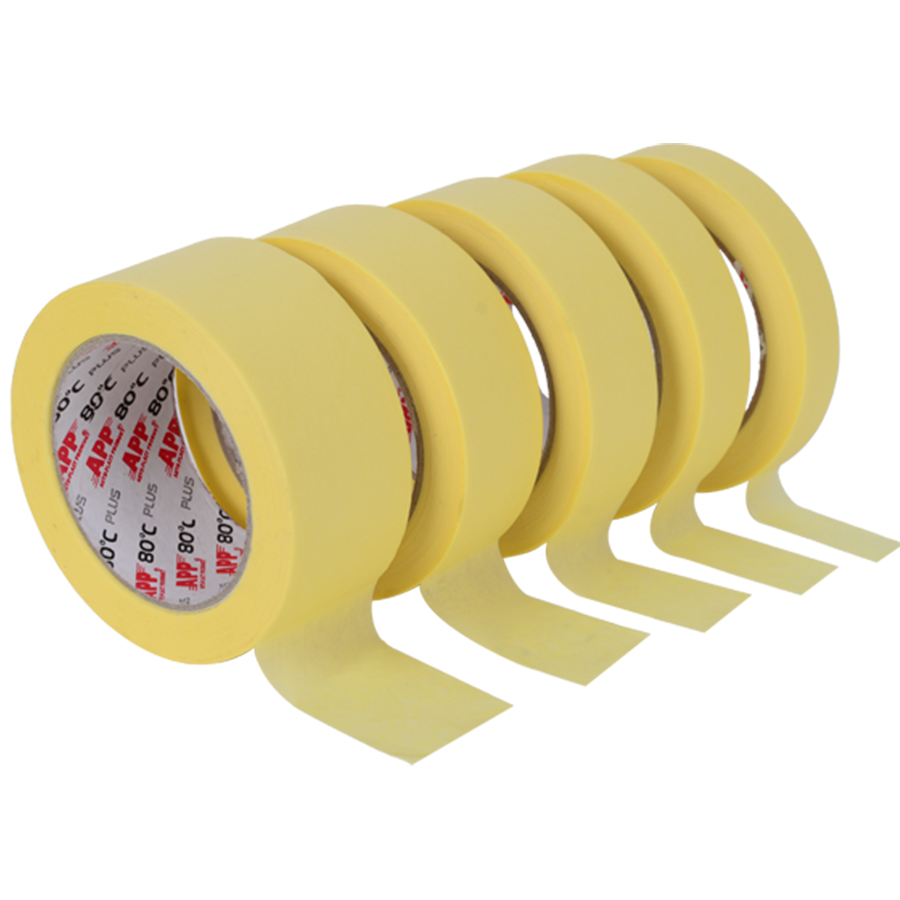 APP  Скотч малярний APP Plus 80 30mm*45м 80°C, жовтий (8 шт)