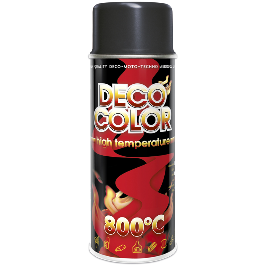 Deco Сolor  Фарба аерозольна Deco color термостійка 300*C 400 мл Антрацит