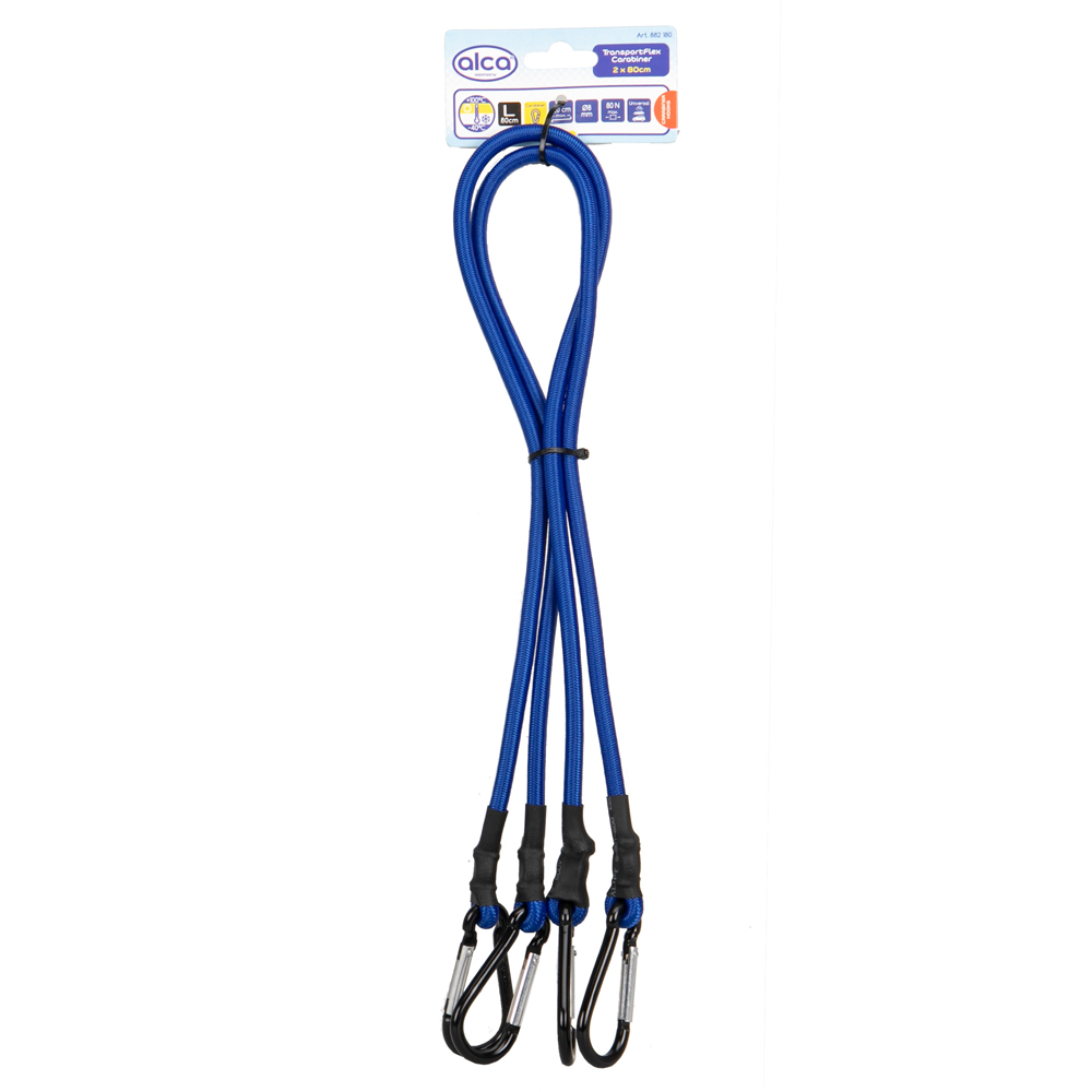 Ремінь для кріплення вантажу  L 80cm "TransportFlex Carabiner" з карабіном, 2шт, синій / Alca