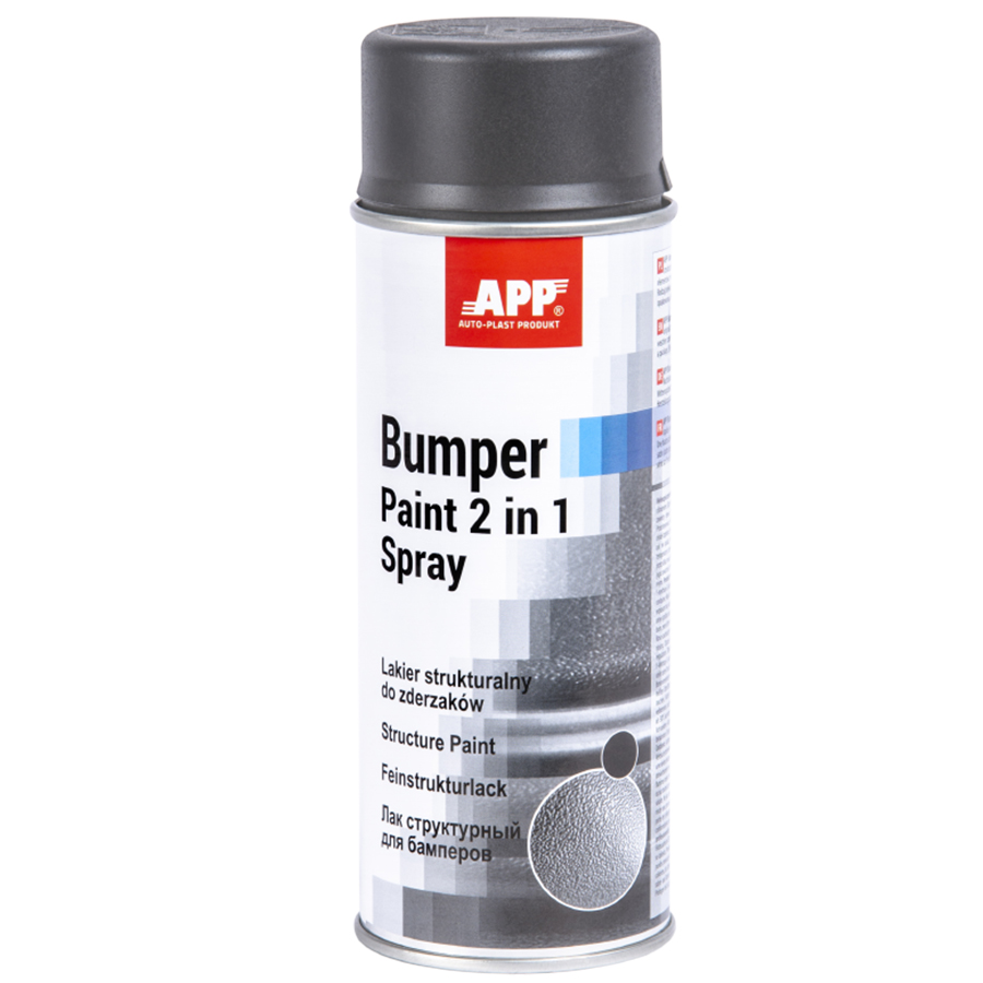 APP  Фарба бамперна APP Bumper Paint 2 в1 Spray структурна,400 мл, сірий