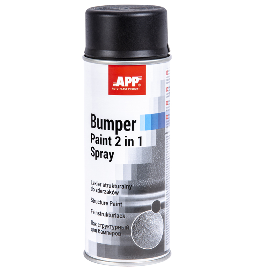 APP  Фарба бамперна APP Bumper Paint 2 в1 Spray структурна,400 мл, чорний,