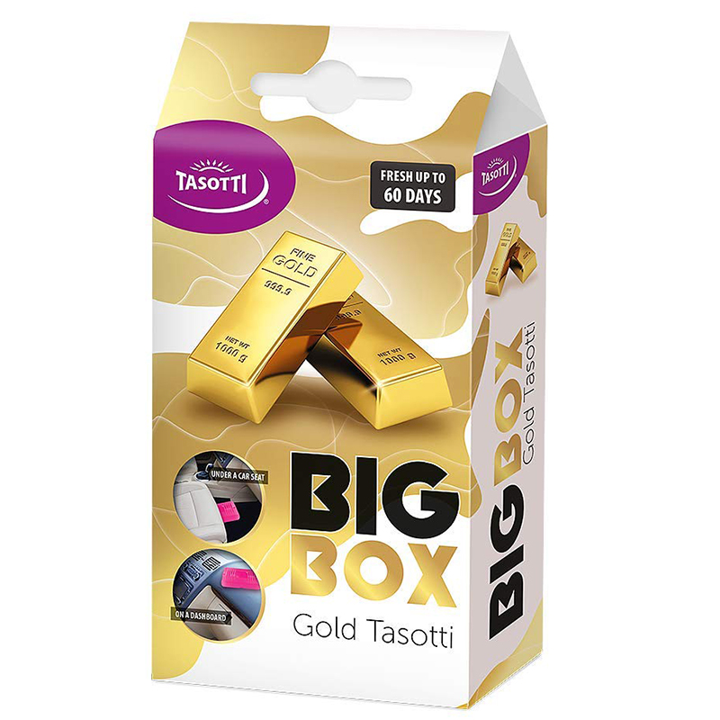Ароматизатор для авто під сидіння "Big box" Gold (Золото) 58г Tasotti