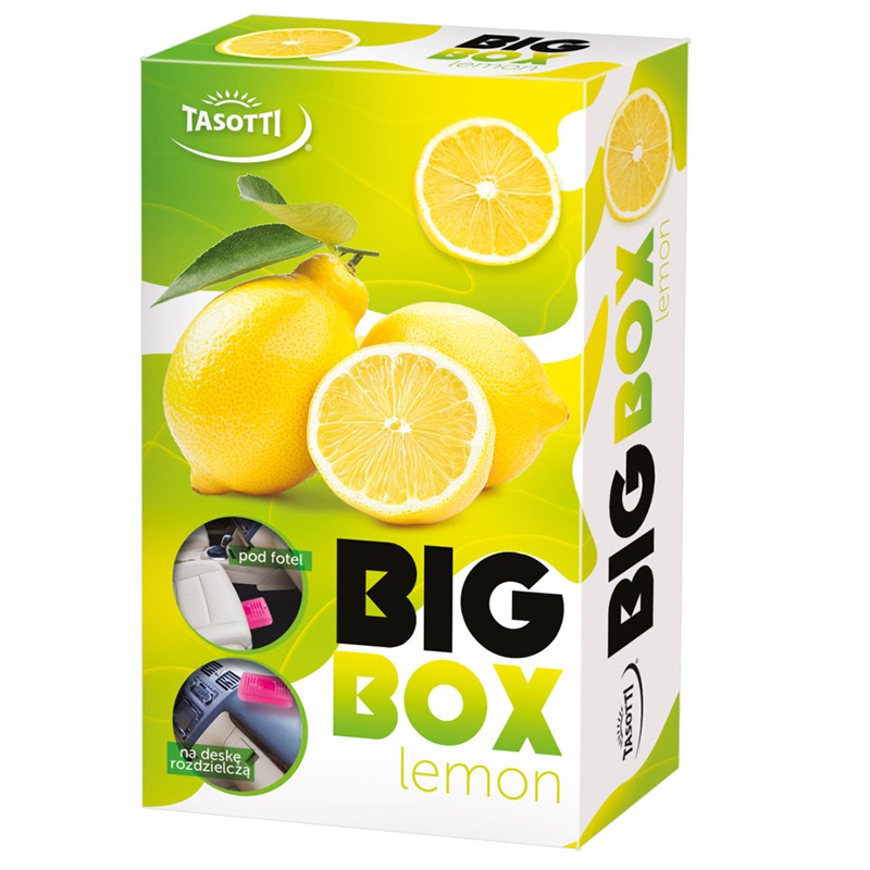 Ароматизатор для авто під сидіння "Big box" Lemon (Лимон) 58г Tasotti