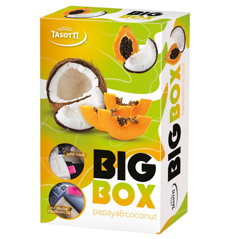 Ароматизатор для авто під сидіння "Big box" Papaya and Coconut (Папайя та кокос) 58г Tasotti