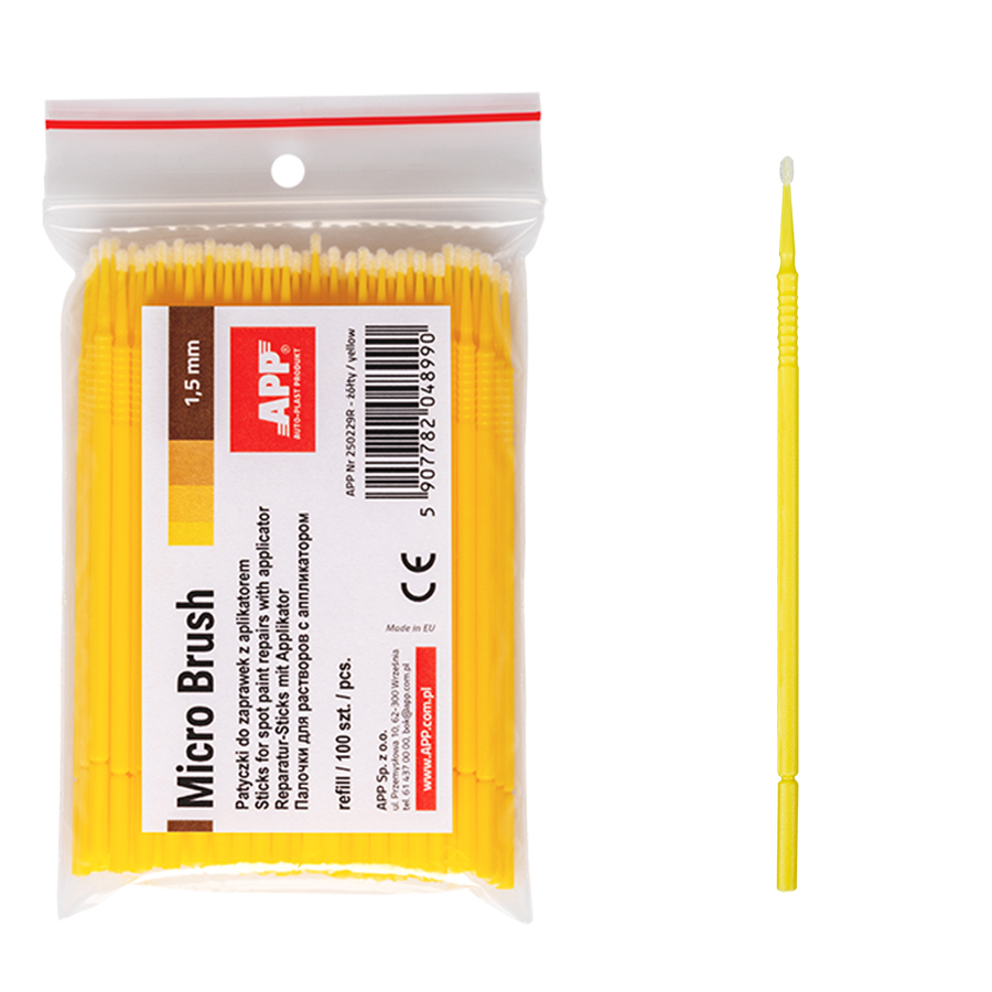 APP  Мікроаплікатор  APP Micro Brush Refill 1.5 мм (к-сть 100шт), жовтий