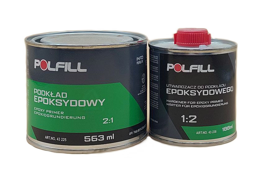 Polfill  Грунт епоксидний Polfill 2:1 "мокрий по мокрому" 0.375l + затверд.188ml, сірий