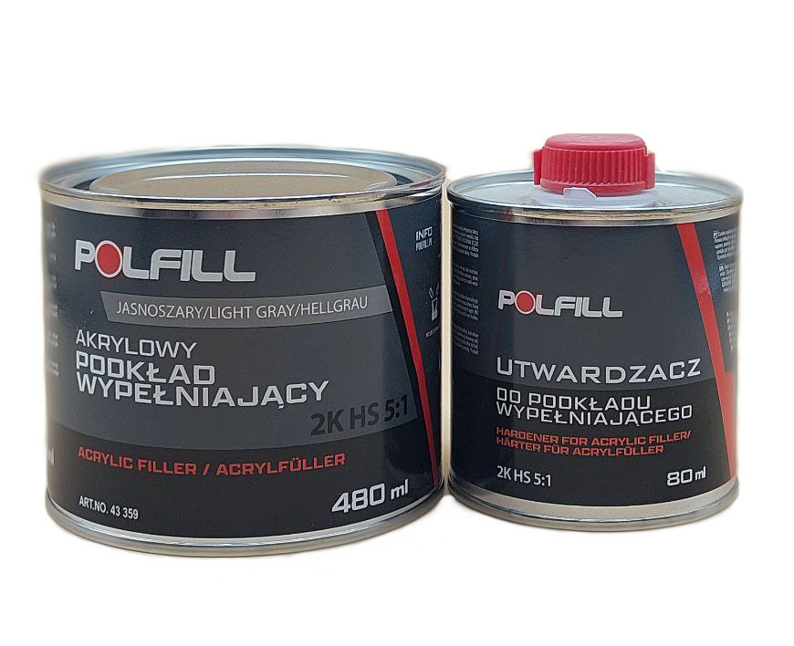 Polfill  Грунт акриловий Polfill 5:1 HS 0.4л сірий +зат.0,08л,