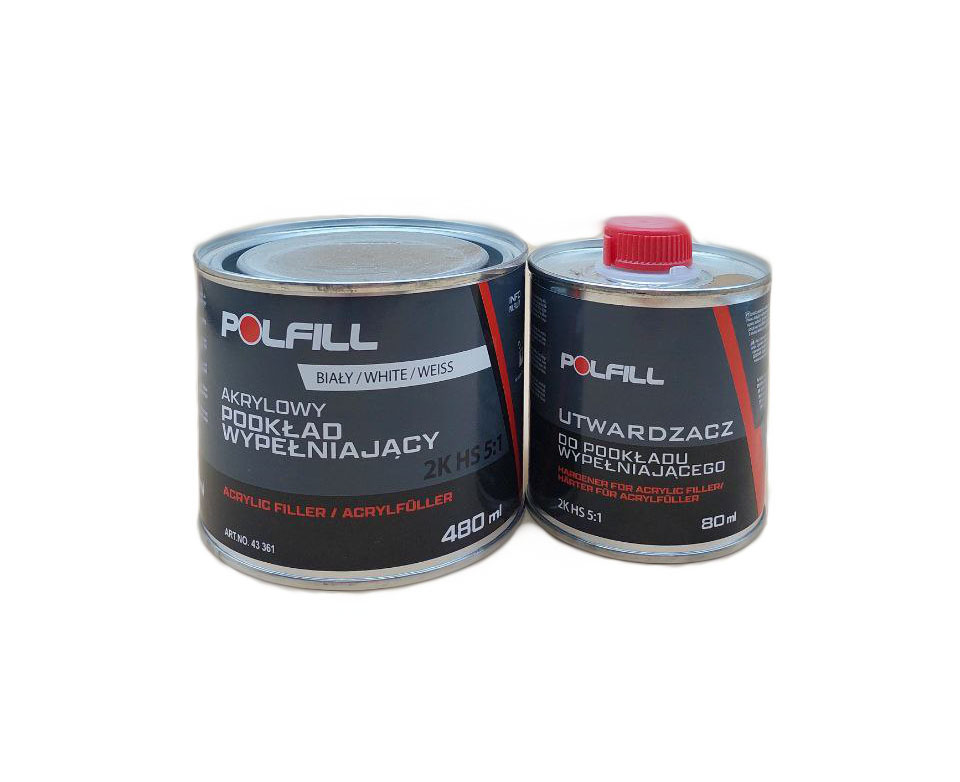 Polfill  Грунт акриловий Polfill 5:1 HS 0.4л білий +зат.0,08л,