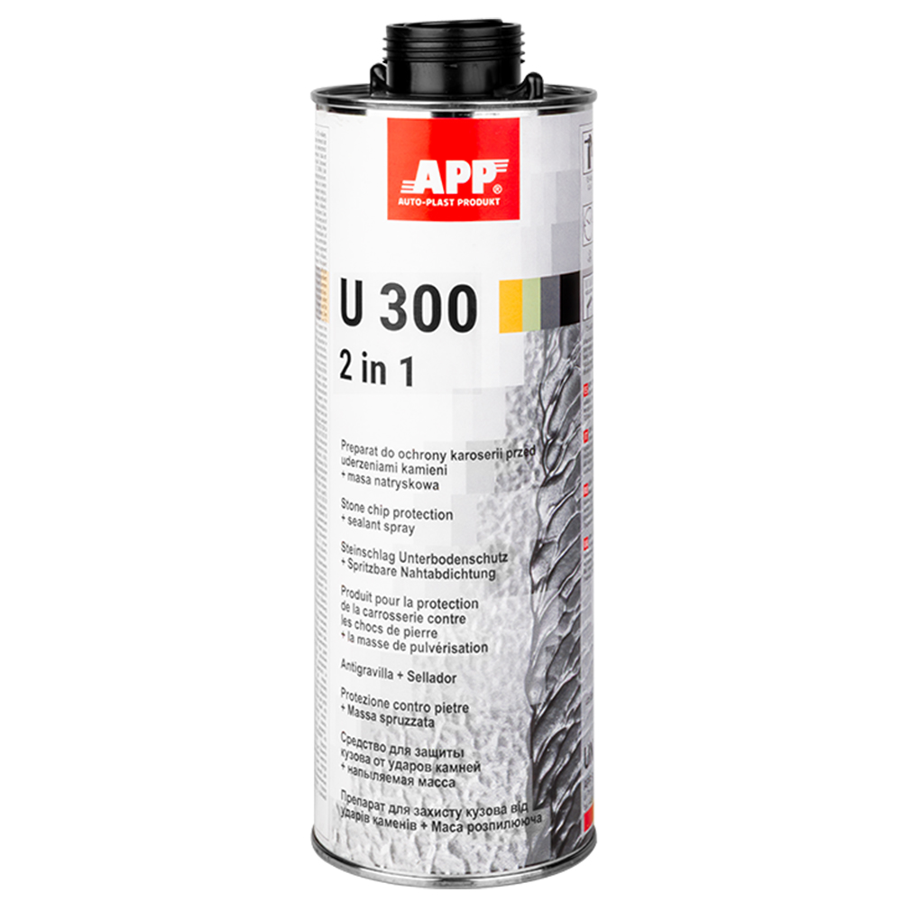 APP  Антигравій APP U300 2 in 1 для захисту кузова і герметик,1l, чорний