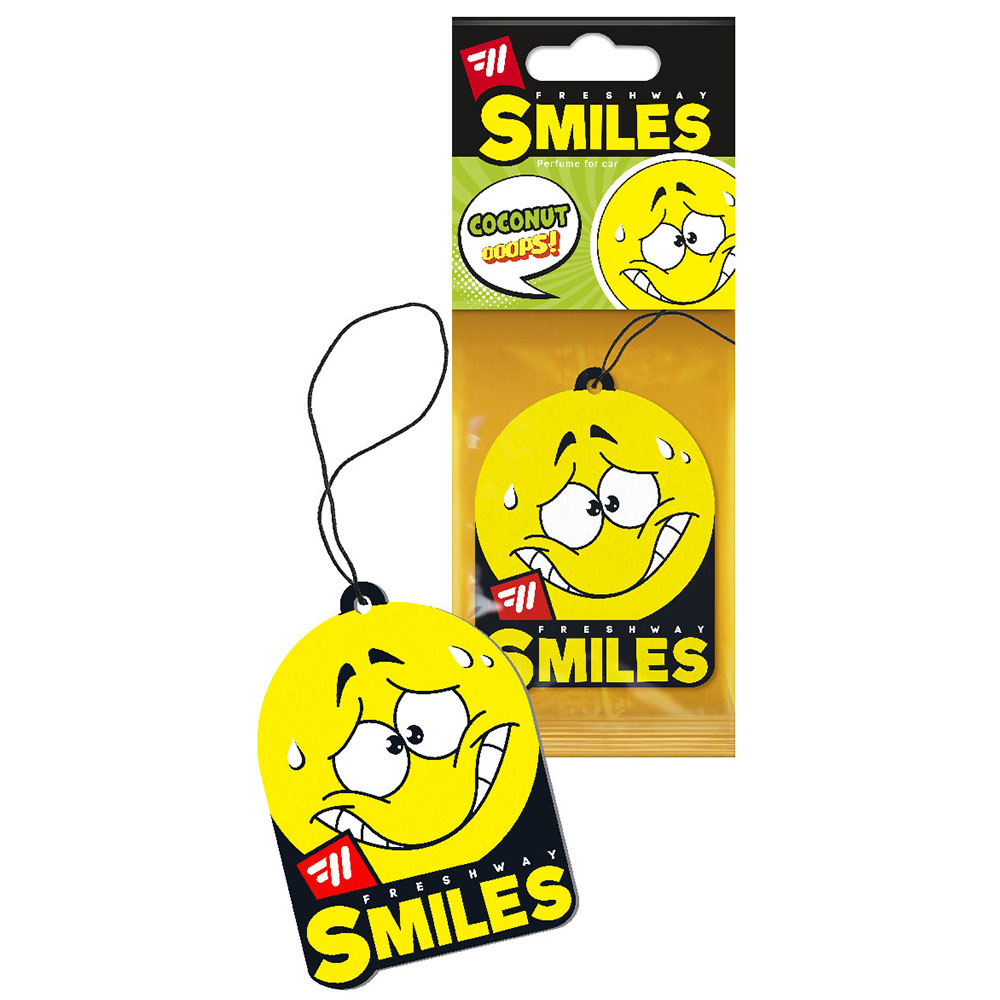 Ароматизатор для авто листочок "Smiles Dry" Coconut (Кокос) FreshWay