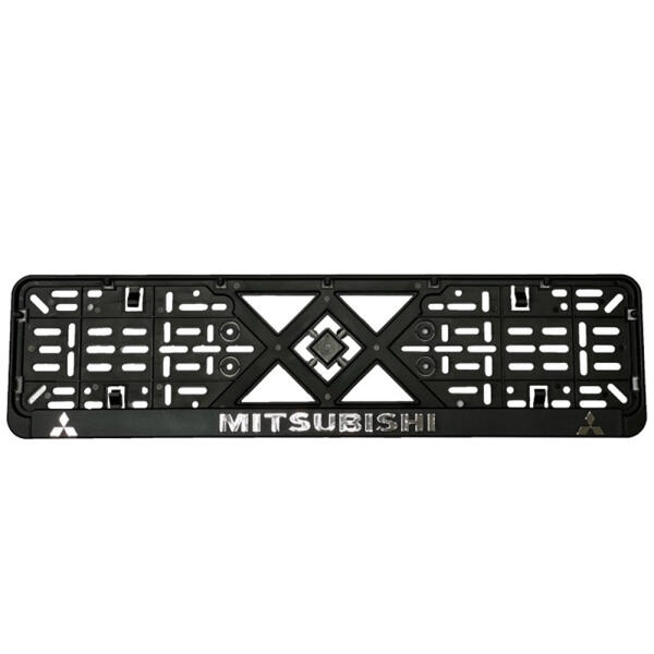 Рамка номерного знаку хром надпис Mitsubishi пластик чорна 1шт