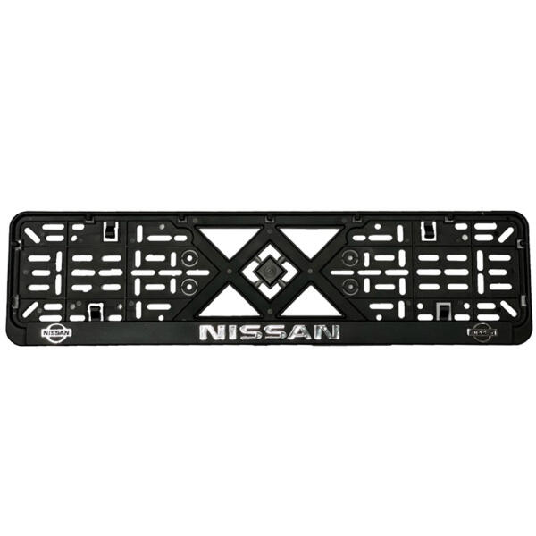 Рамка номерного знаку хром надпис Nissan пластик чорна 1шт