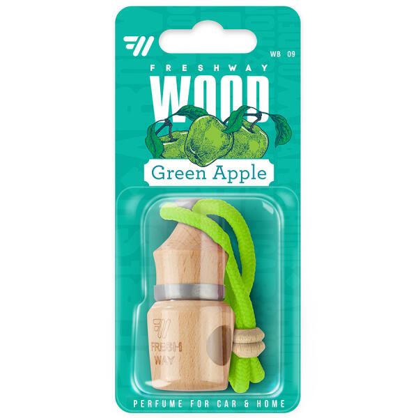 Ароматизатор для авто пробка "Wood Blister" Green Apple (Зелене яблуко) 5мл FreshWay