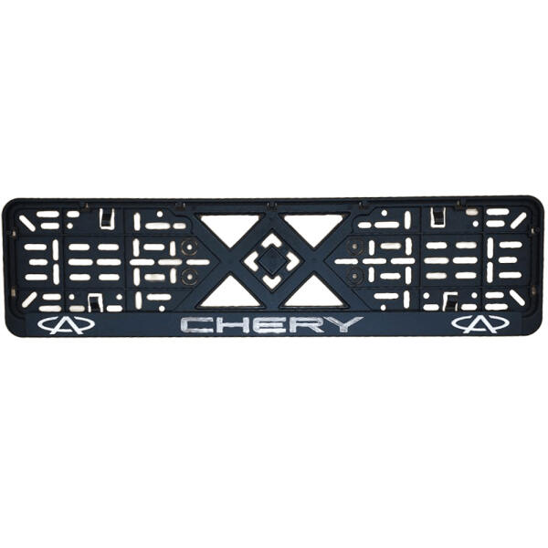 Рамка номерного знаку хром надпис Chery пластик чорна 1шт